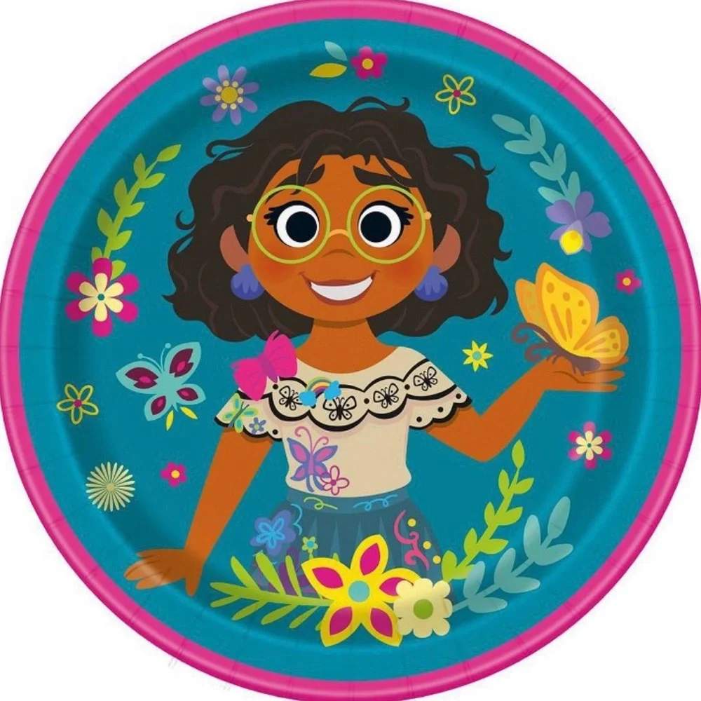 Disney Encanto Party Decor- Plates, Napkins, Tablecloth, Novelty Glasses- 11 pcs