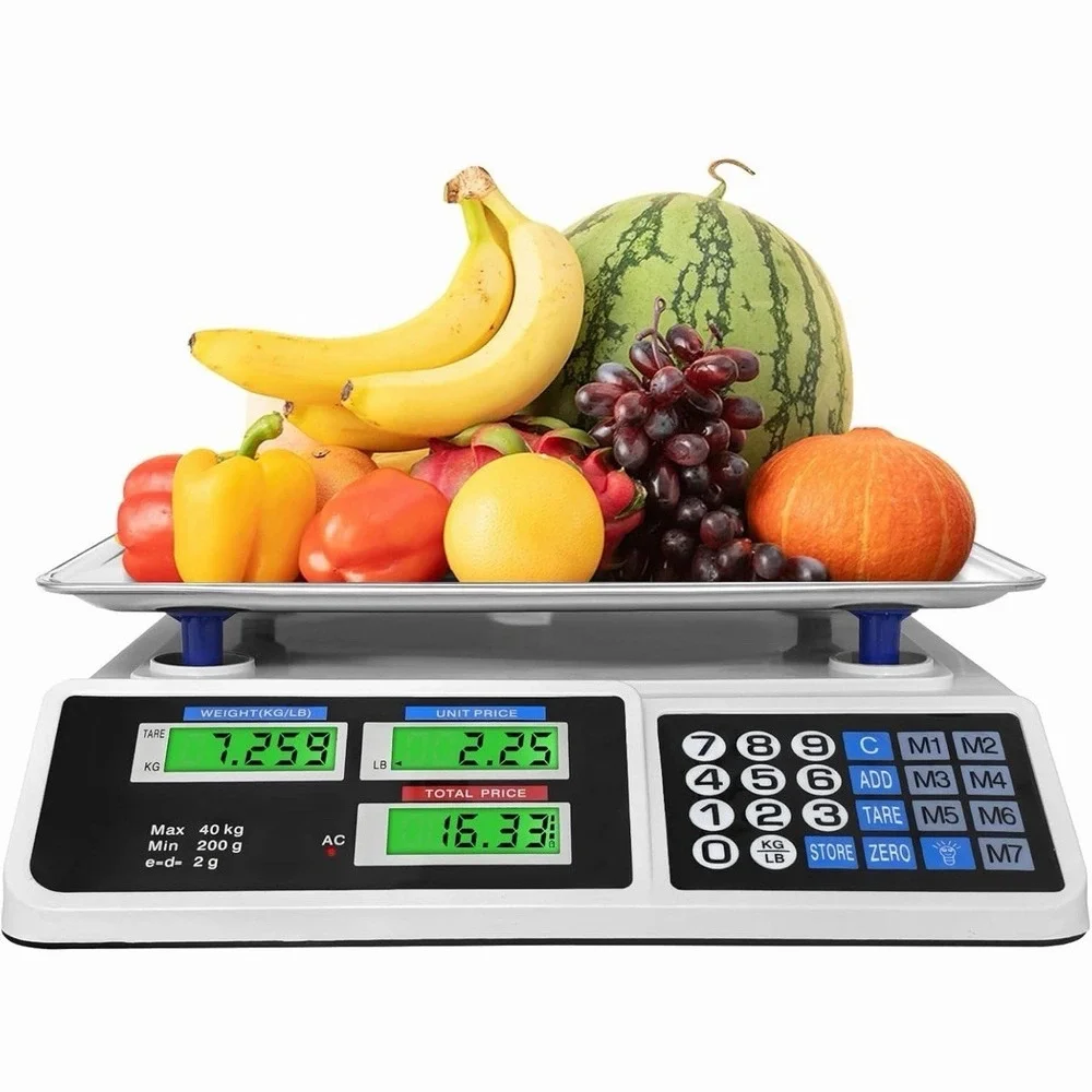 Commercial Food Scale 88lb/40kg Digital Price Computing Deli Market Weighing