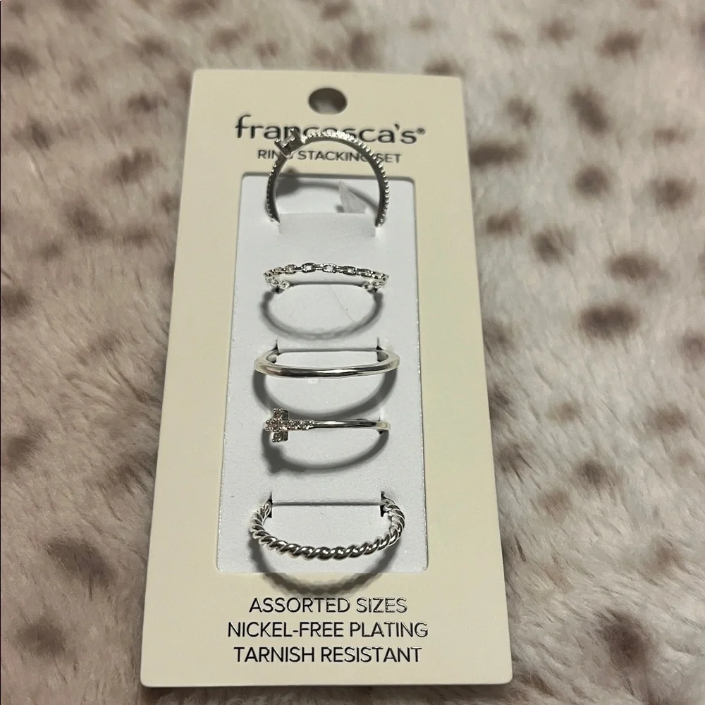 Francesca's Collections Silver Ring Stacking Set Assorted Sizes