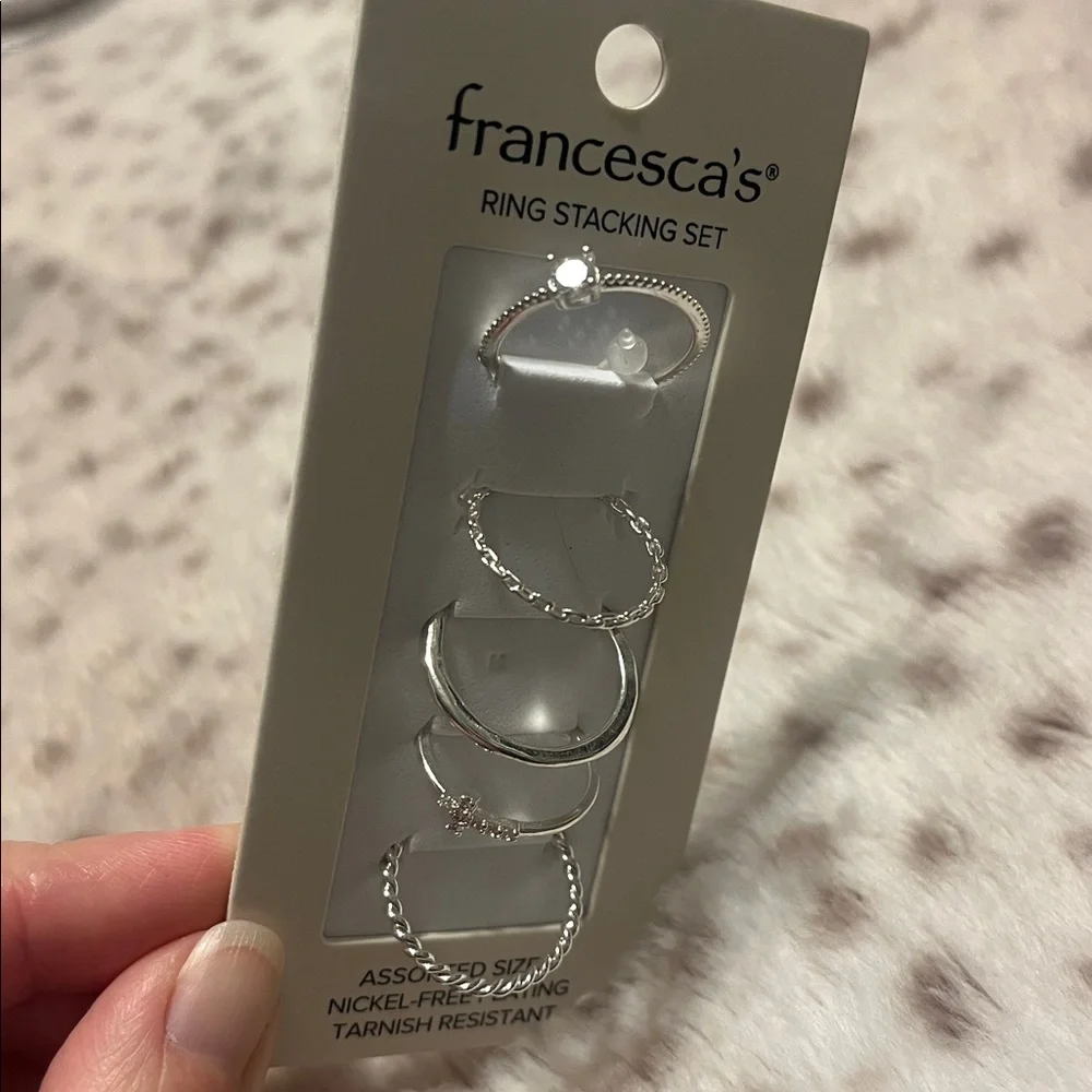 Francesca's Collections Silver Ring Stacking Set Assorted Sizes