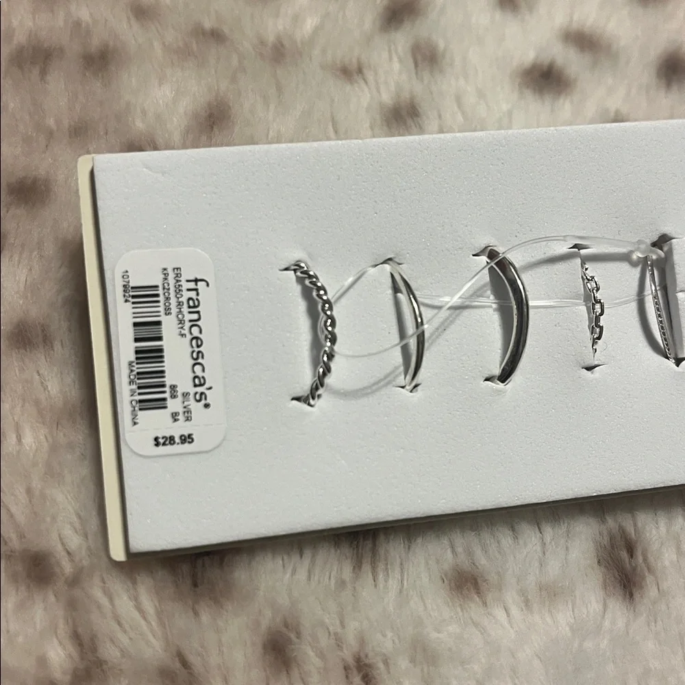 Francesca's Collections Silver Ring Stacking Set Assorted Sizes