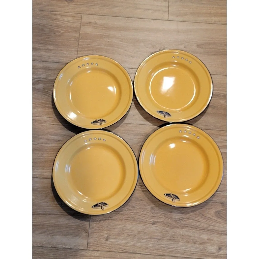 Vintage TAIPRO Enamelware Dinnerware Plates Retro Camping‎ RV Beach