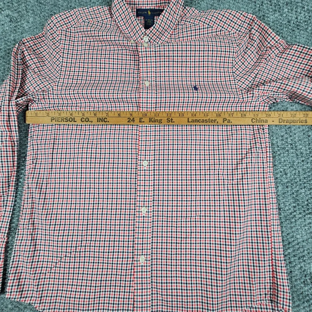 Ralph Lauren Boys XL 18-20 Red Black‎ Plaid Long Sleeve Button Down Shirt