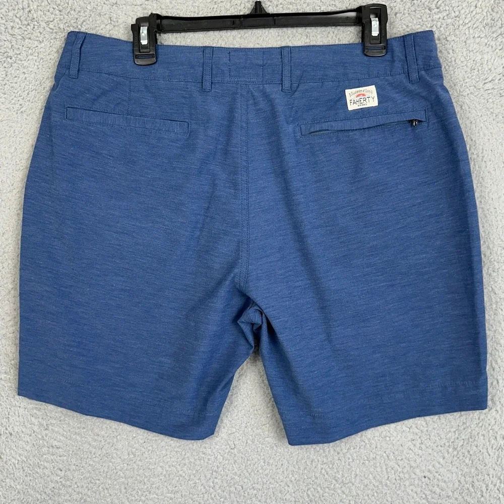 Faherty All Day Shorts Mens 35 Blue Hybrid Drawstring Performance Stretch EUC