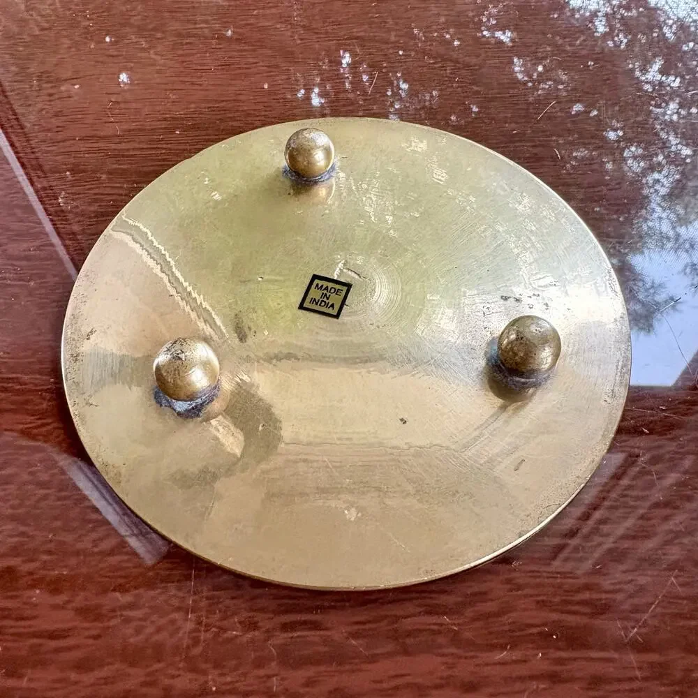 Vintage Brass Trivet or Potholder with Ball Feet – Made in India