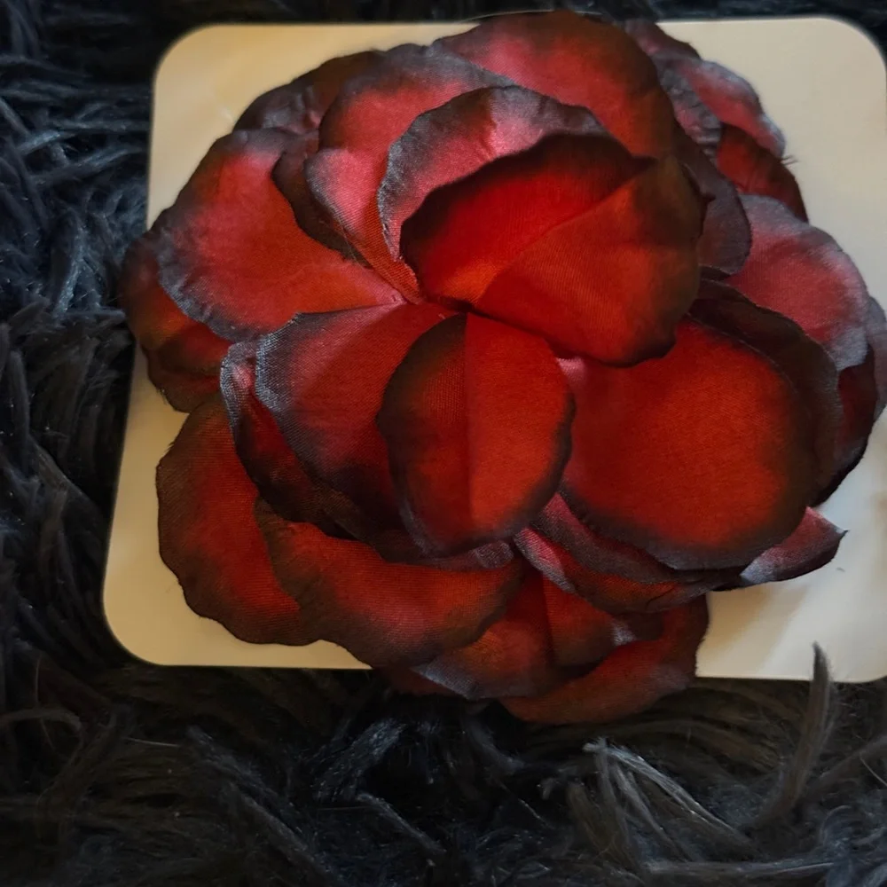 Elegant Red Floral Pin NWT