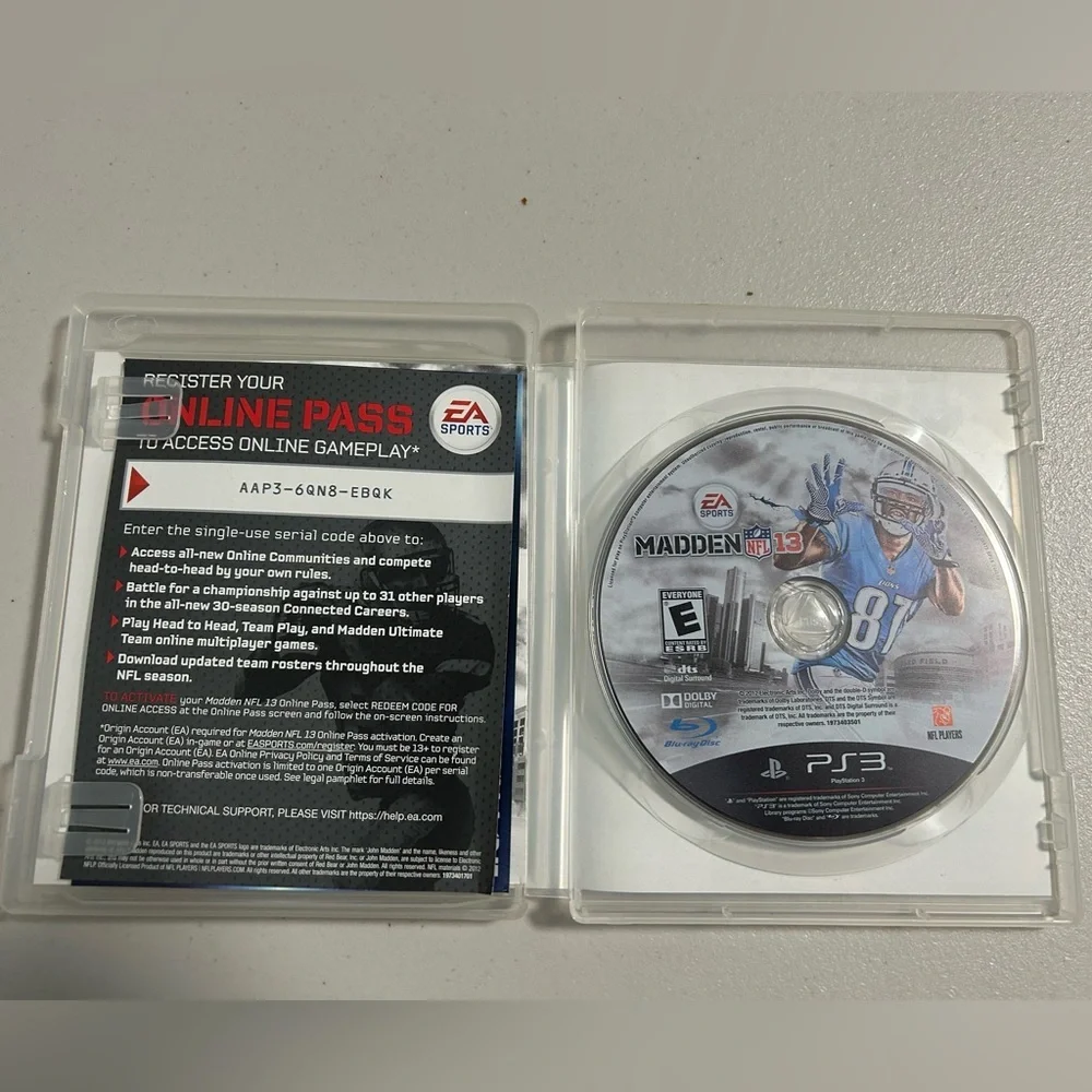PS3 EA Sports Madden NFL 13 Video Game Football