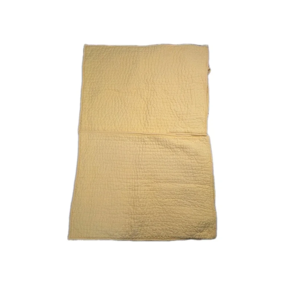 2 Pottery Barn Pick Stitch Quilted Standard Shams Cotton Linen Yellow Tie 2009