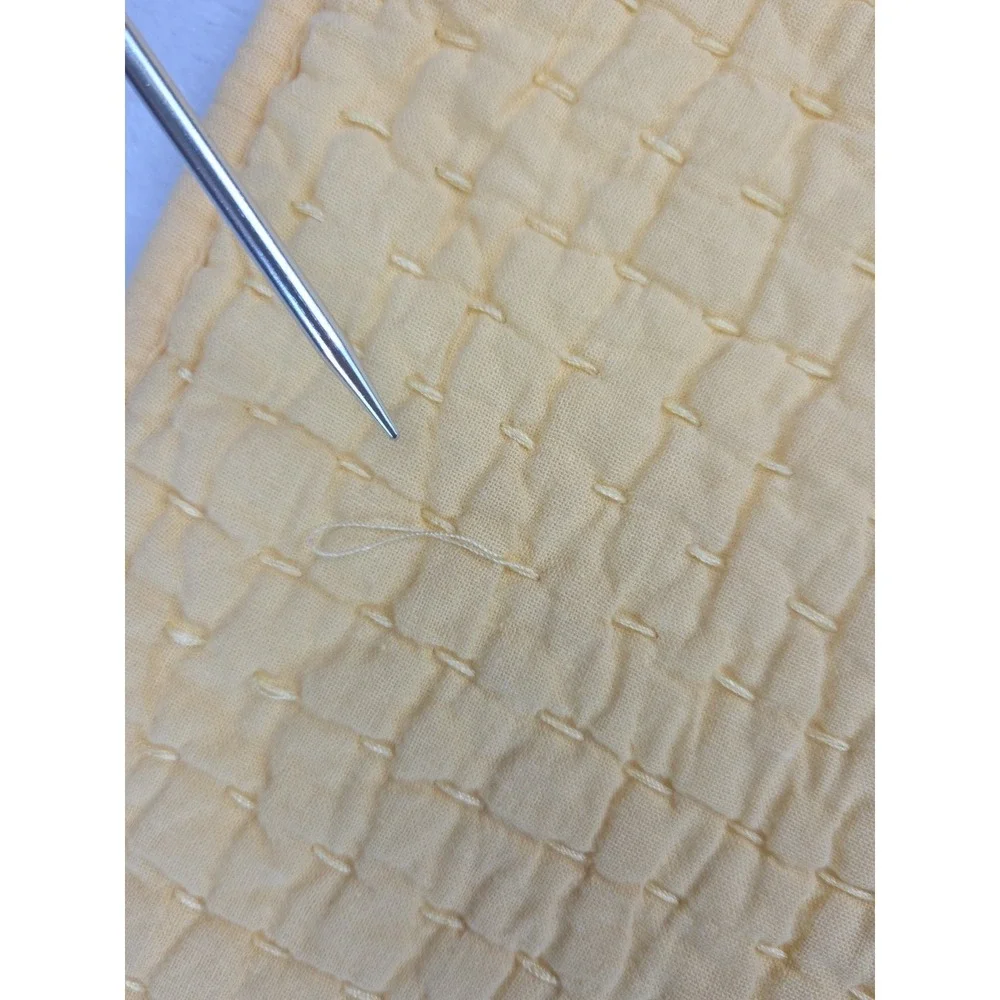 2 Pottery Barn Pick Stitch Quilted Standard Shams Cotton Linen Yellow Tie 2009