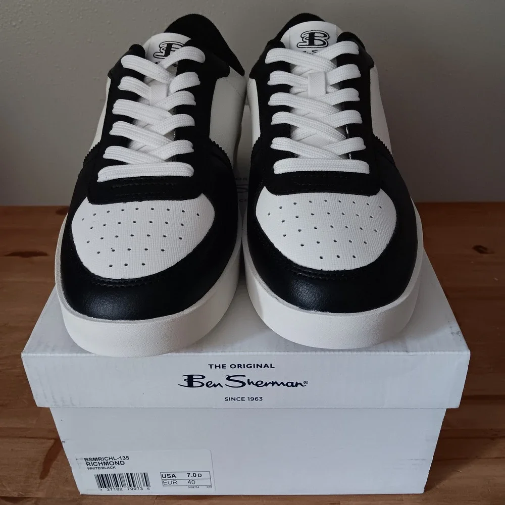 Ben Sherman Richmond Sneakers Mens Size 7D White Black New Low Top BSMRICHL-135