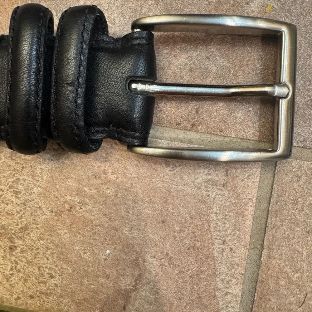 NWOT LEATHER HAND MADE Men’s Hand Polished Buckle Belt Black SZ 36 Luxury EUC