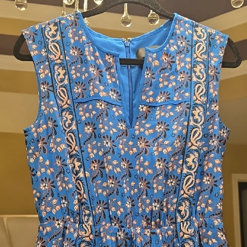 J. Crew Silk Vibrant Blue Floral Mini Dress.