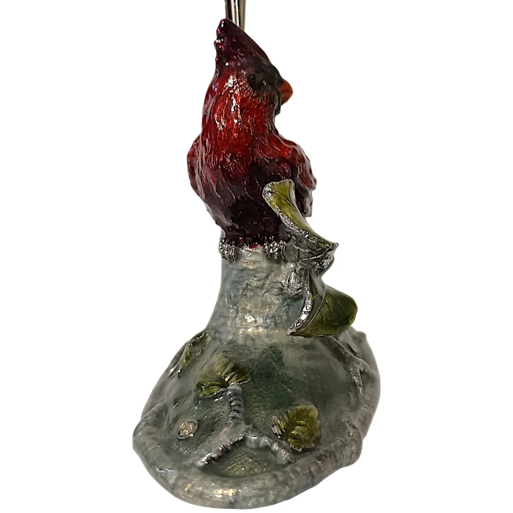 Cardinal Jeweled Enameled Photo Holder Paperweight Wired Metal Card‎ Picture Vtg