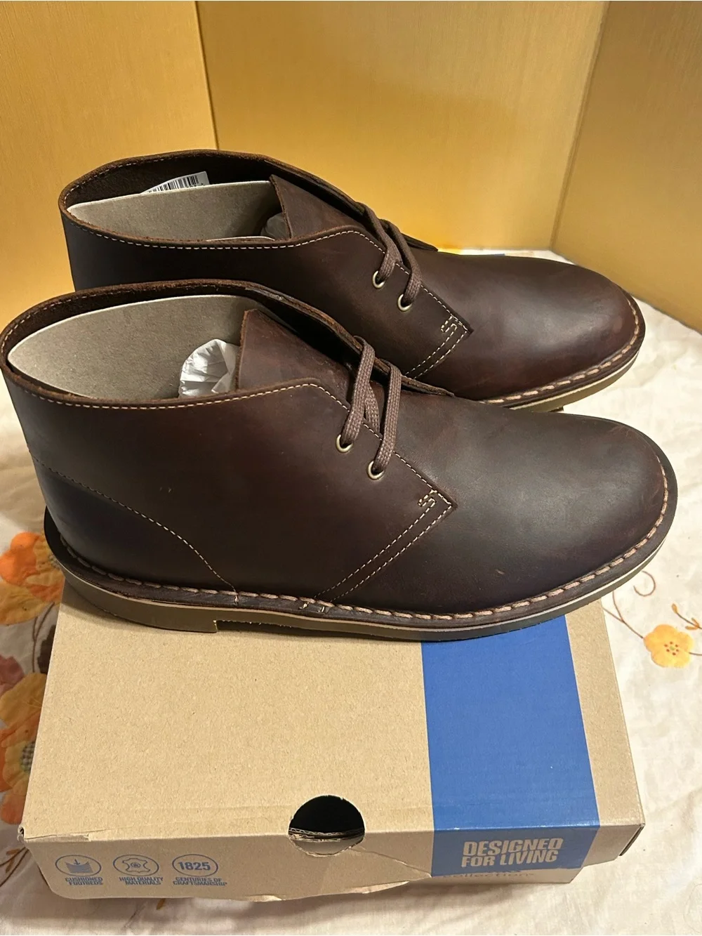 Clarks are leather shelf