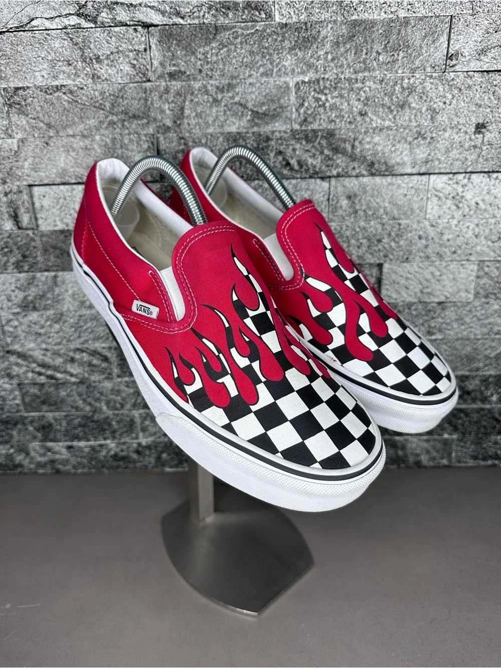 Vans Classic Slip-on Checker Flame Racing Red M9.5/W11