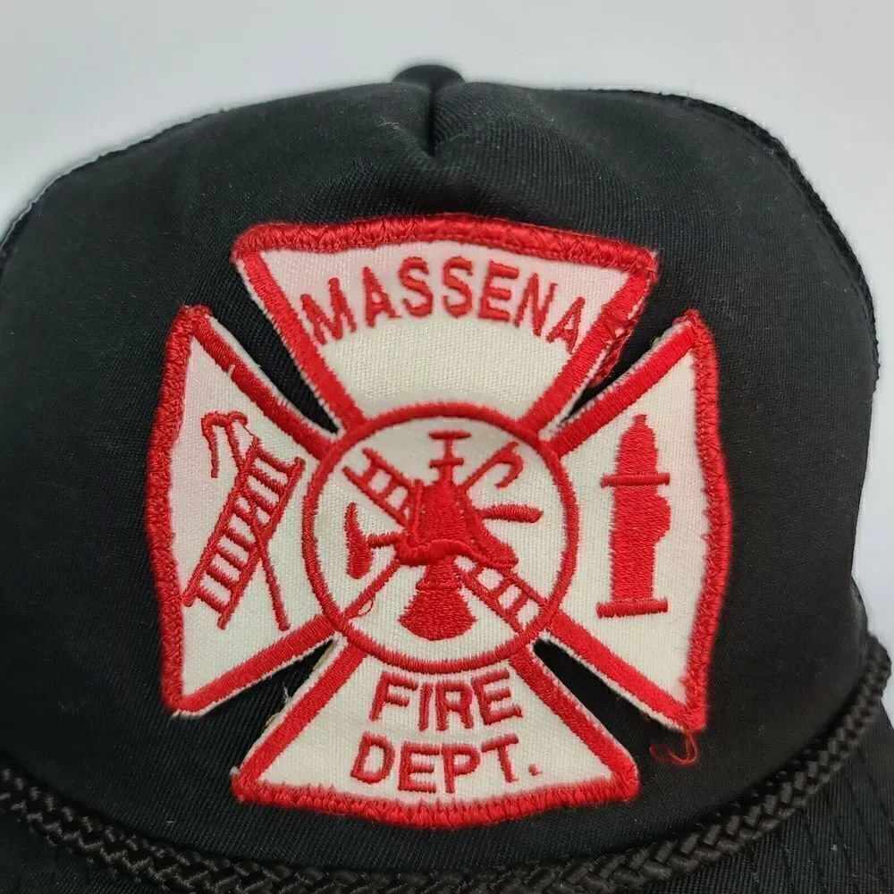Vintage Snapback Messena New York Fire Department Hat Patch Cap Black