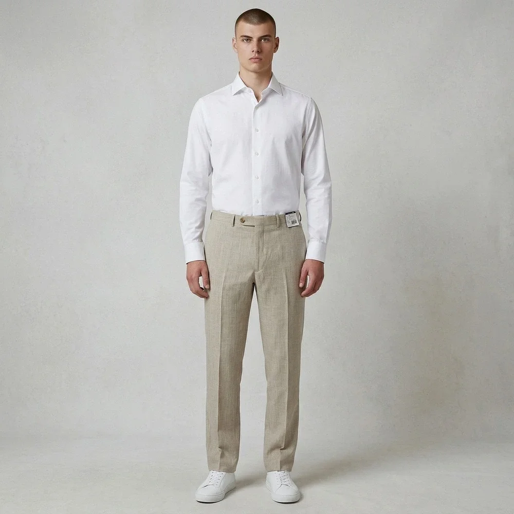 Peter Millar Harker Pant Mens 36R Beige NEW Wool Linen Blend Trousers $285