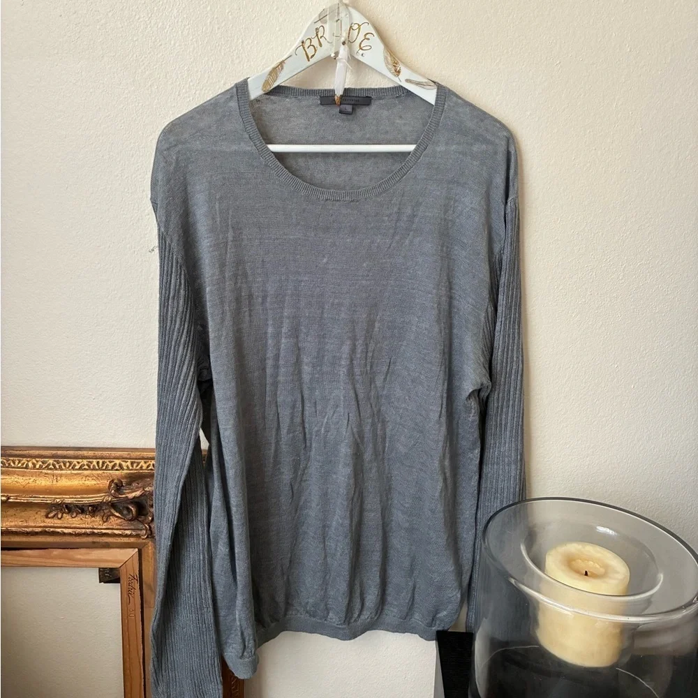 John Varvatos Men's Gray Linen Crewneck Sweater Size L Pullover