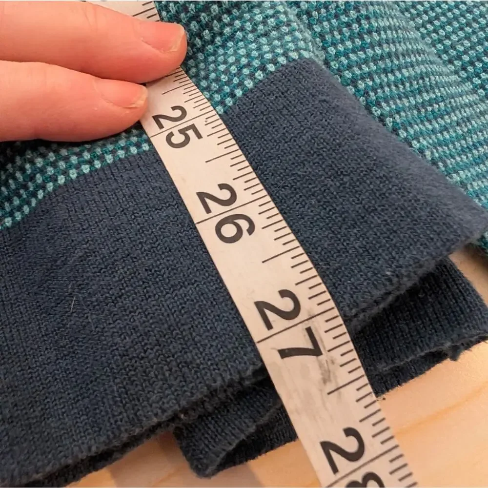 Title Nine Zip Front Knit Jacket Blue Teal Cotton Blend Size XL
