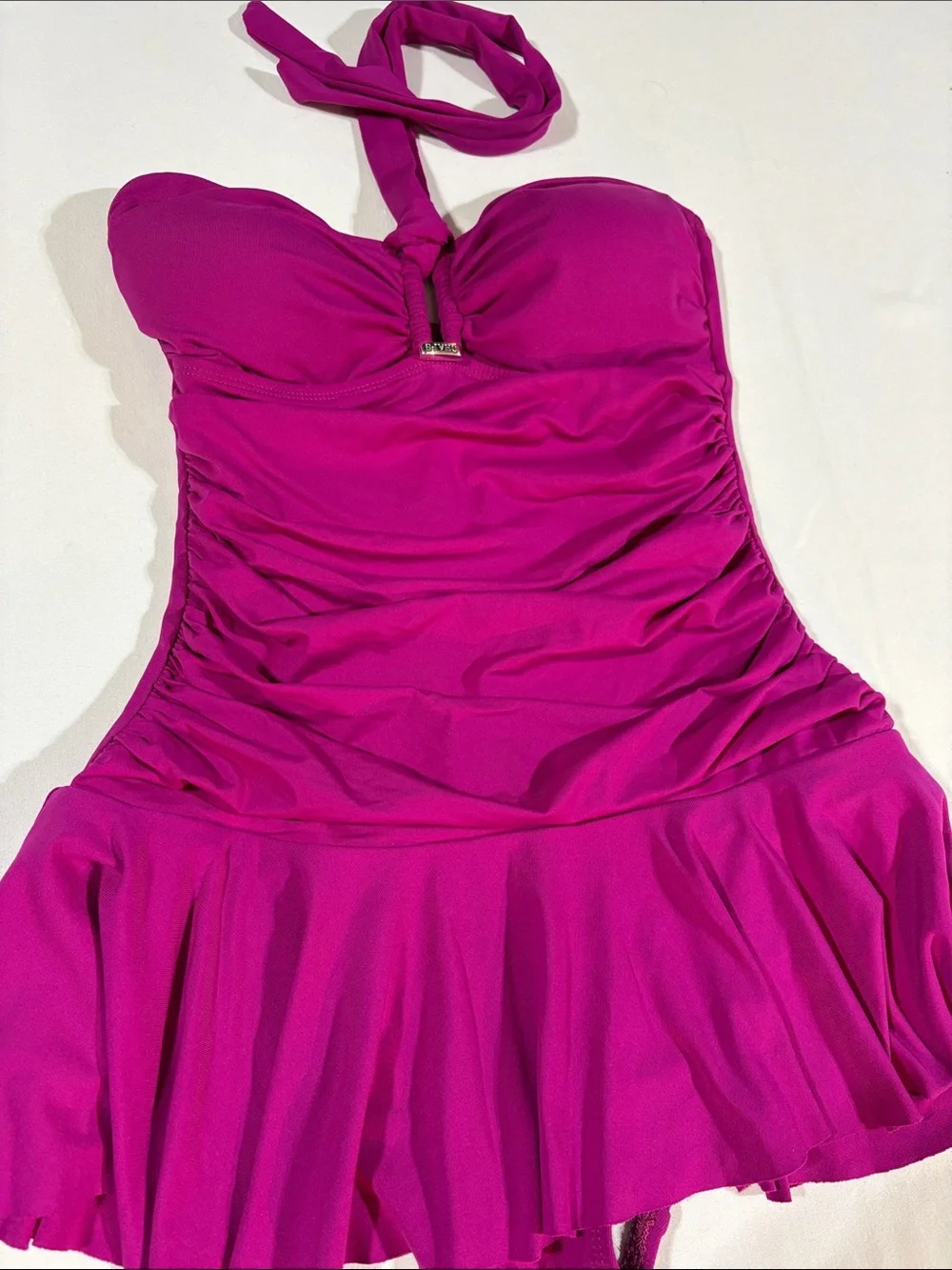 Chaps Fuchsia Halter Skirted One-Piece Swimsuit size 6