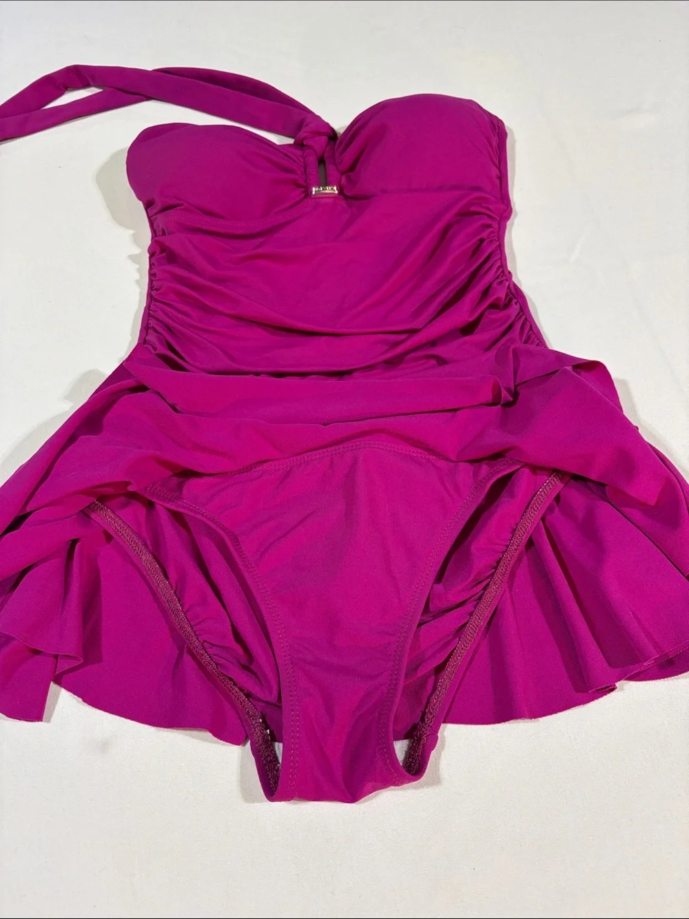 Chaps Fuchsia Halter Skirted One-Piece Swimsuit size 6