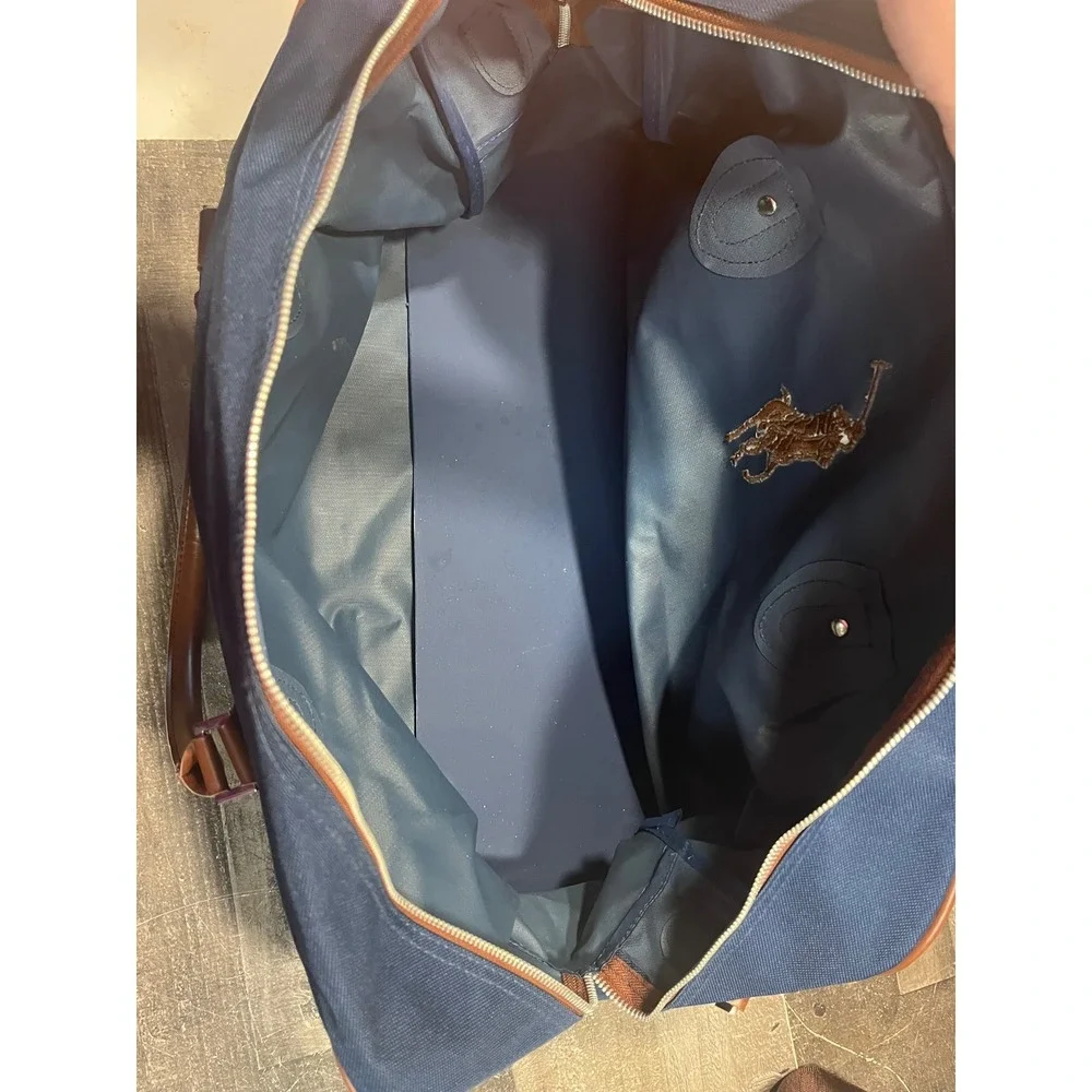 Polo Ralph Lauren Fragrances Navy Blue Canvas Duffel Weekender Bag Pony Logo