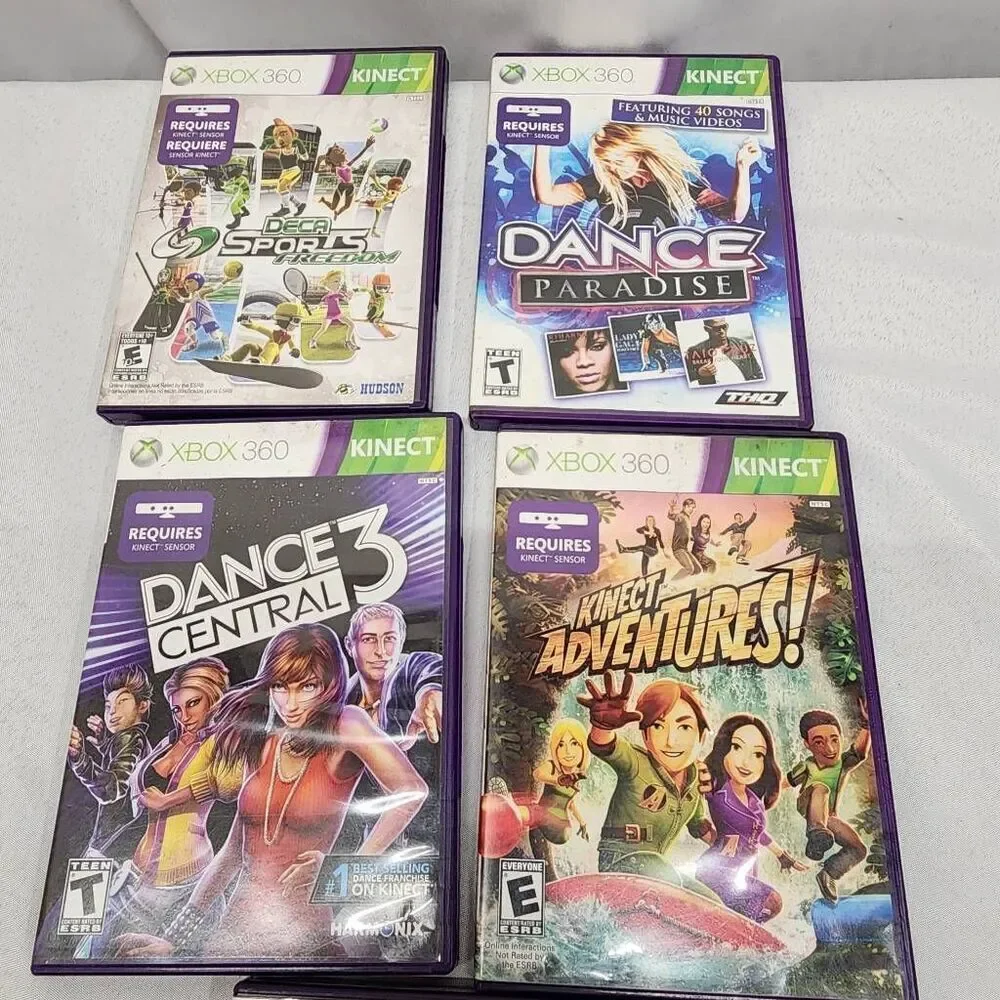 XBOX Kinect Lot of 4 Games Dance Paradise, Kinect Adventures, Dance 3 Untested
