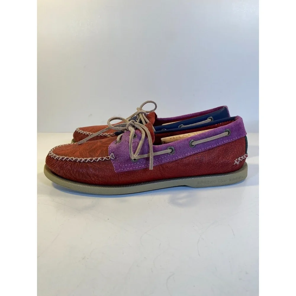 Sperry Top-Sider leather boat shoes Men's 8 Non-Marking Red, Purple, Blue