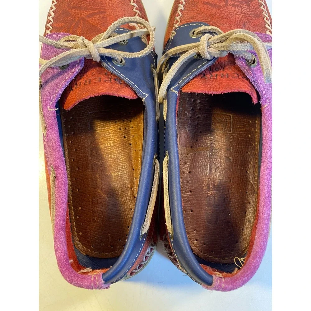 Sperry Top-Sider leather boat shoes Men's 8 Non-Marking Red, Purple, Blue