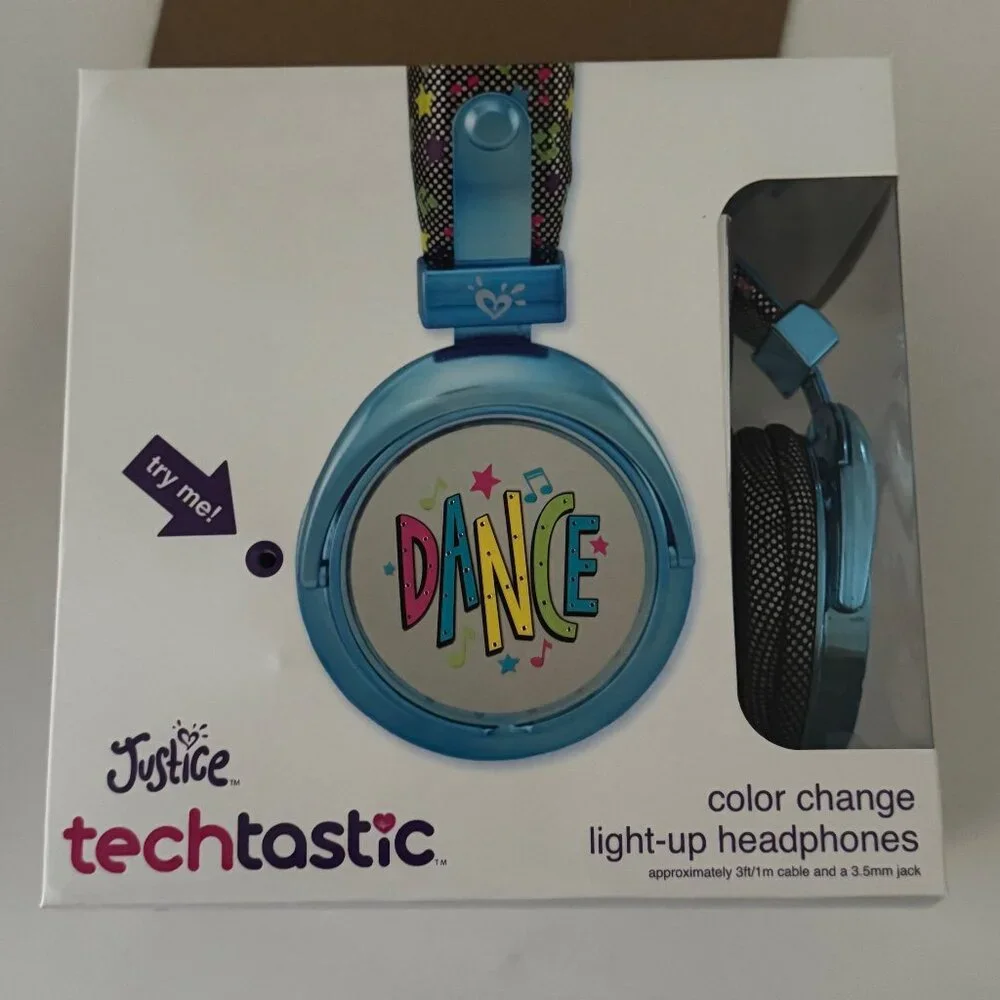 Justice DANCE Techtastic Color Change Light Up Headphones Brand New in Box