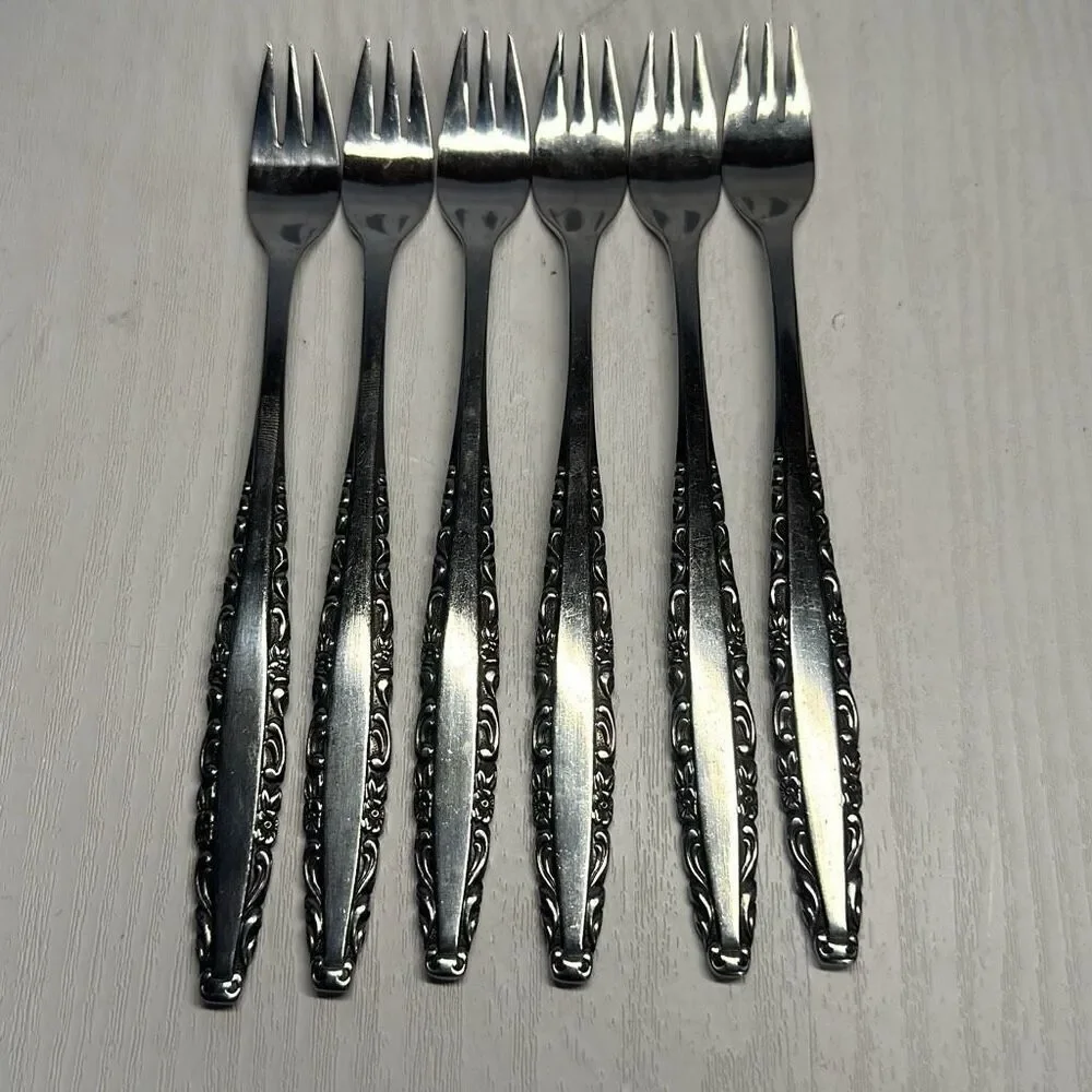 Northland Oneida Stainless Steel Love Story set 6 Cocktail Seafood Forks Japan‎