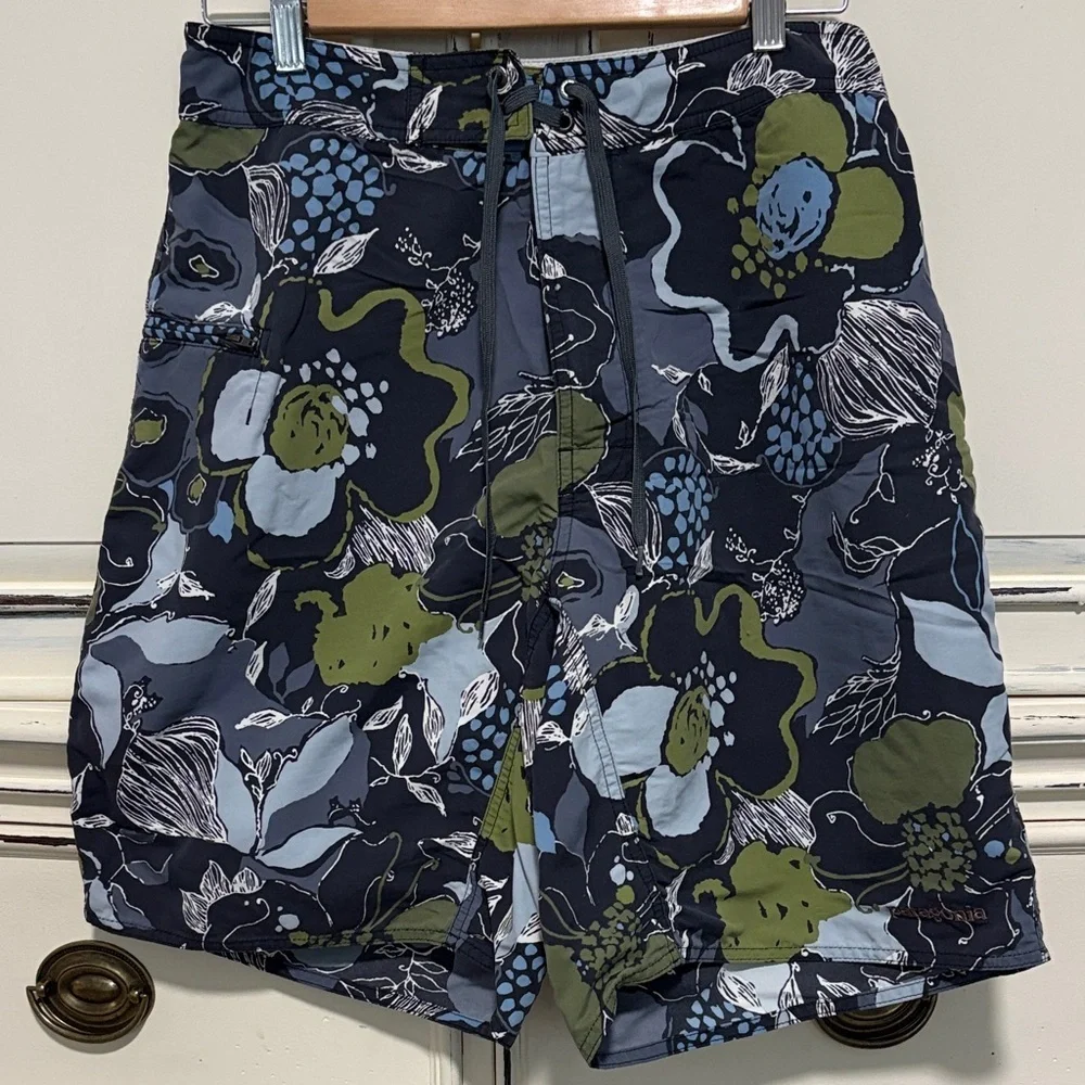 Patagonia Blue and Green Floral Board Shorts