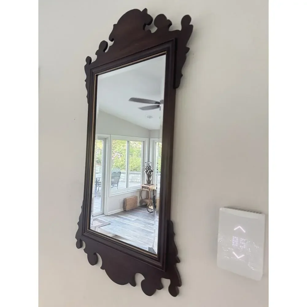 Ethan Allen Vintage Chippendale Wall Mirror Mahogany Beveled Glass 39x20.5”