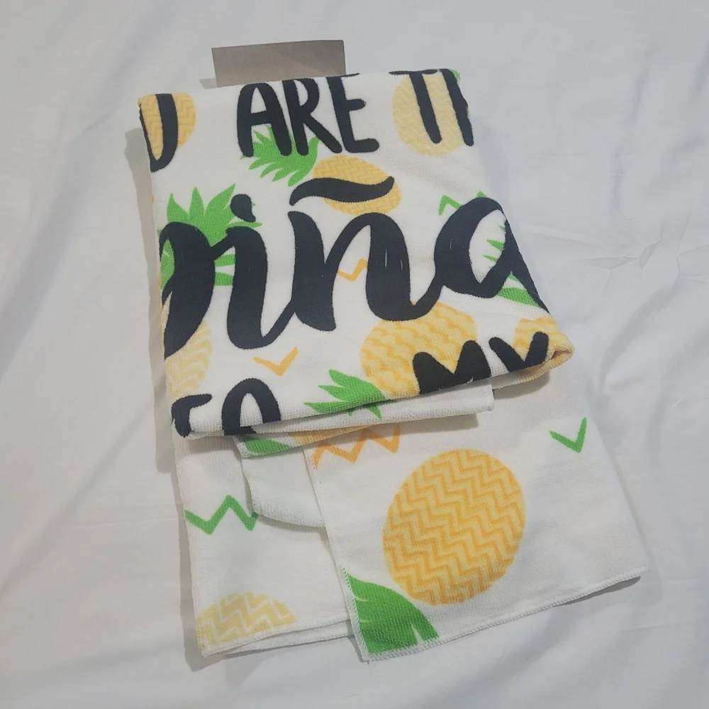 Beach Towel Pineapple Print Graphic Pina Colada 60 X 30 Pool Resort Cruise