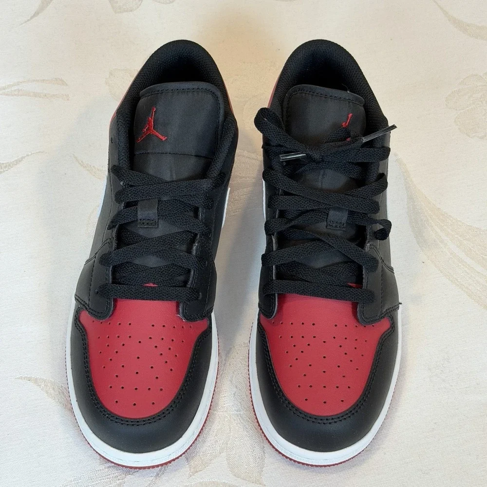 Nike Size-6.5 Y Kids Air Jordan 1 Low GS Shoes - Gym Red (553560-066)