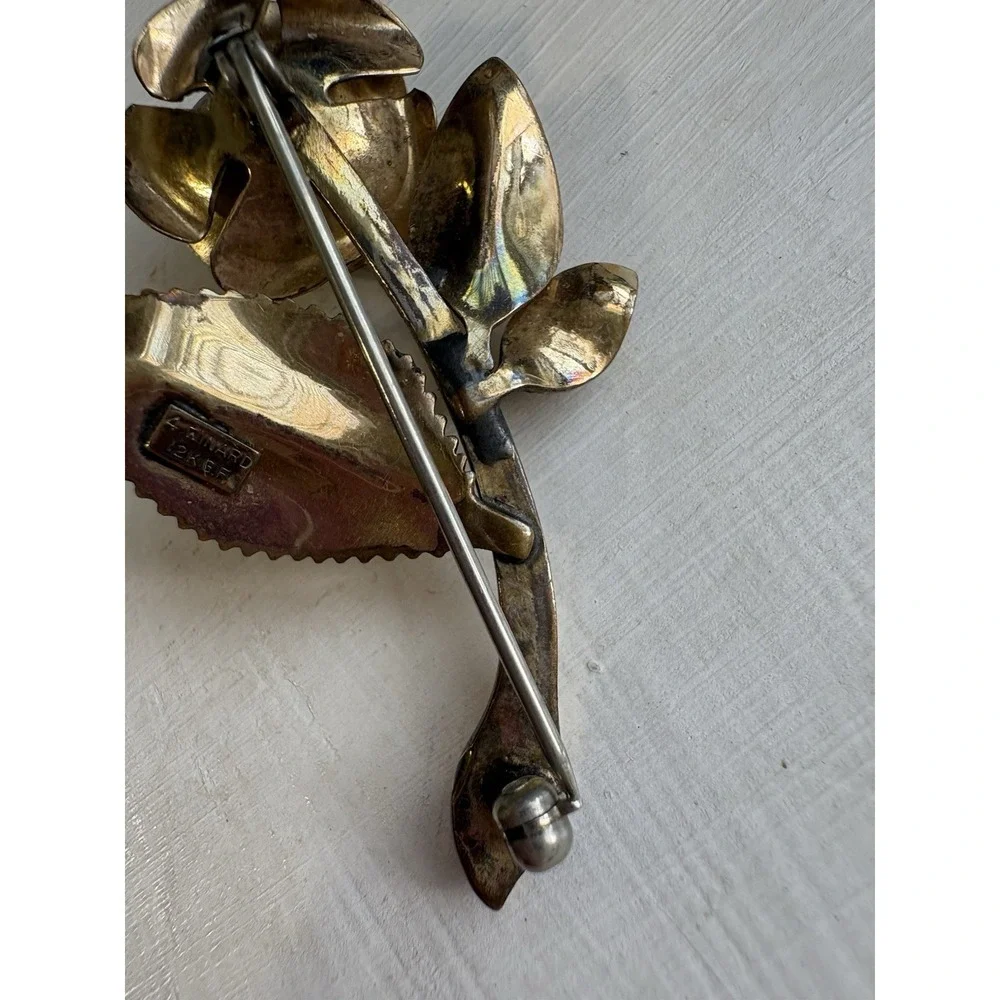 Vintage‎ 4 Winard 12k Yellow GF Rose Brooch Pin Faux Pearl Signed