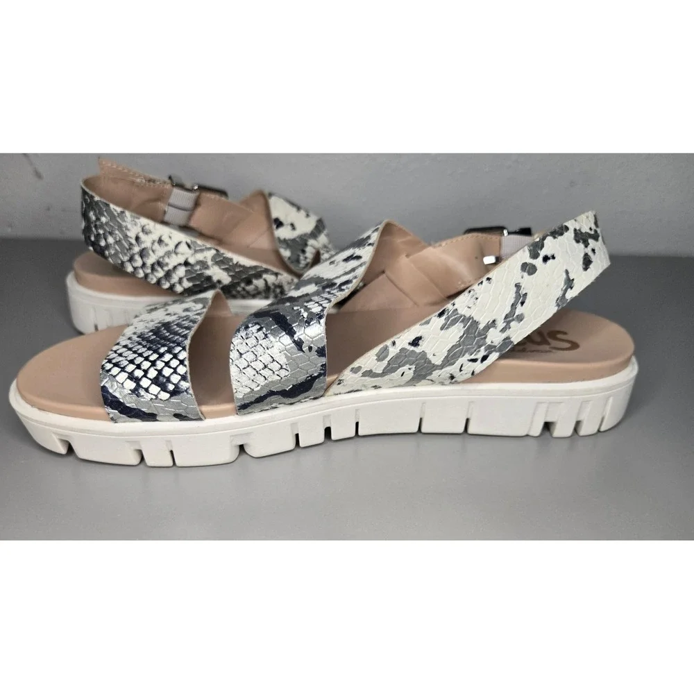 Circus by Sam Edelman Nadine Snake Print Black/White Platform Sandals Women 7.5M