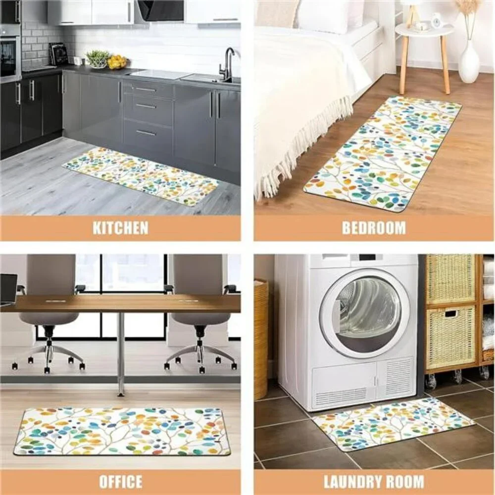 Anti Fatigue Kitchen Mats Set Floral Cushioned Waterproof Non Slip Foam Rugs