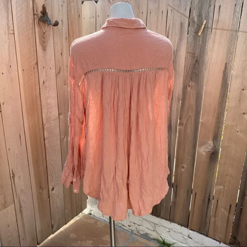 Free People Katie Bird Buttondown Blouse size medium