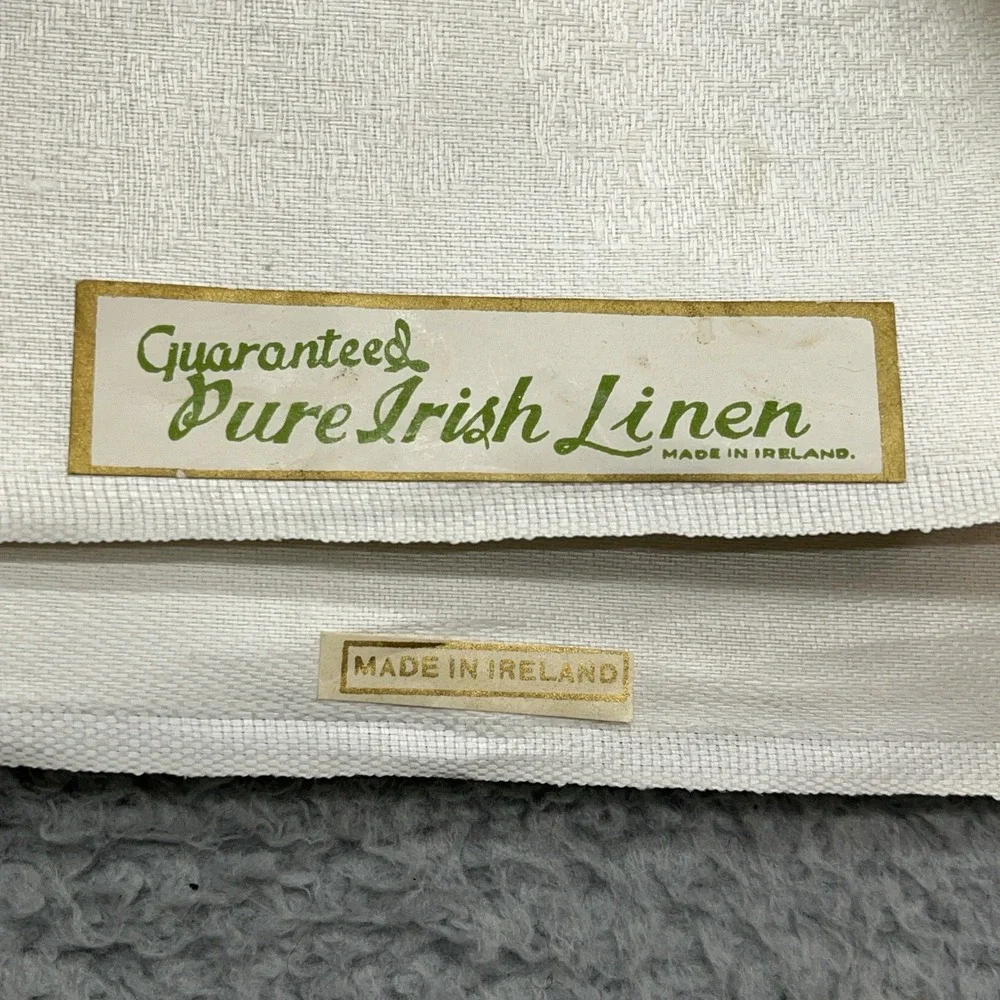 Pure‎ Irish Linen Tablecloth 64x82 & Napkins Vtg Ireland Made 200# Pat 11 Floral