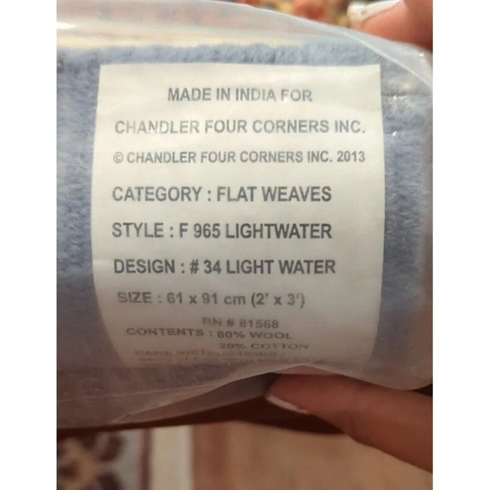BRAND NEW‎ CHANDLER FOUR CORNERS COUNTRY WOOL RUG - Light Water 2' x 3' Accent