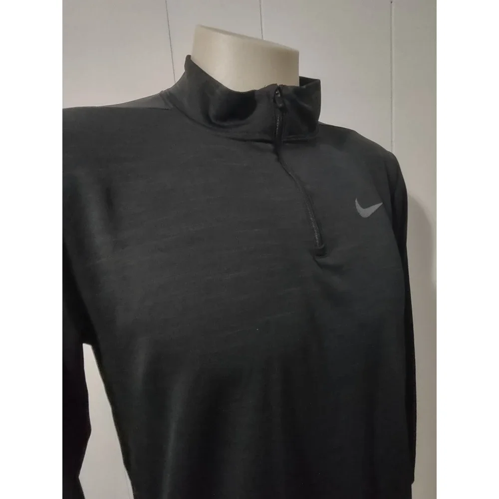 Nike Pullover Mens M Black‎ Dri-FIT Quarter Zip Long Sleeve Training Top Heather
