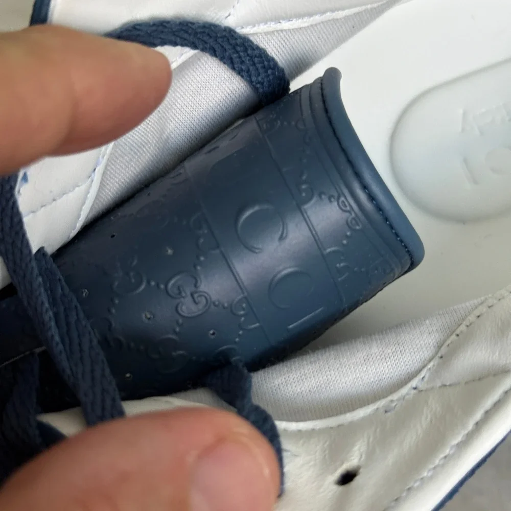 GUCCI 832461 Men's Canvas Blue GG Re-Motion sneaker, Size UK 9‎