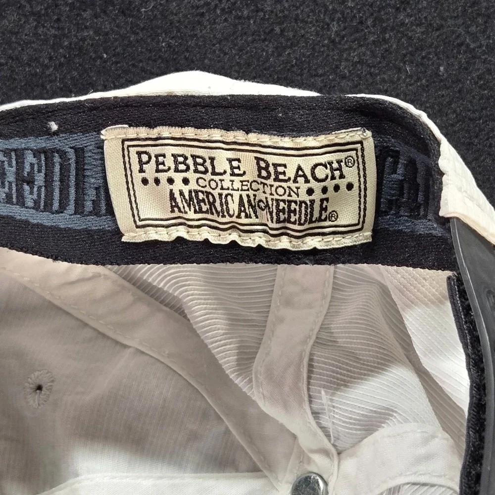 Pebble Beach American Needle Adjustable Golf Cap White California Republic Logo