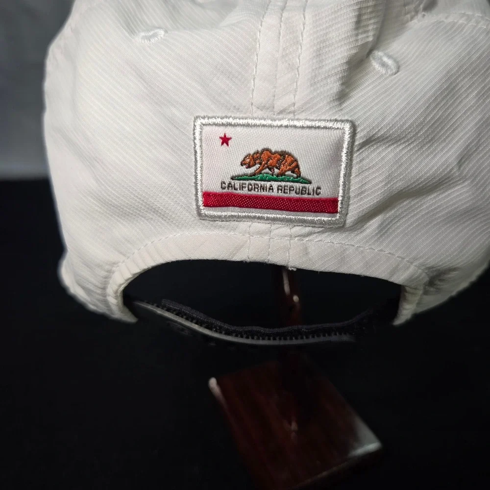 Pebble Beach American Needle Adjustable Golf Cap White California Republic Logo