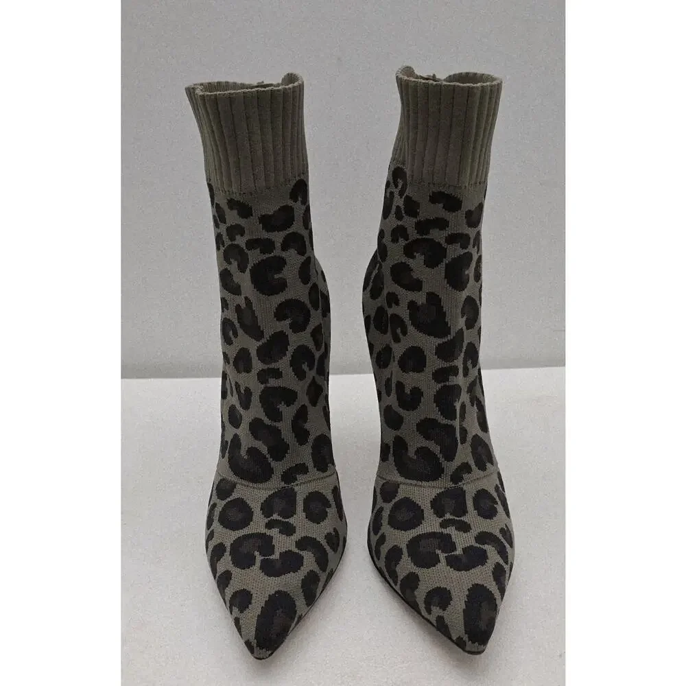 Gianvito Rossi SAUVAGE Women's Leopard Animal Print Socks Boots Italy EU 39 US 9