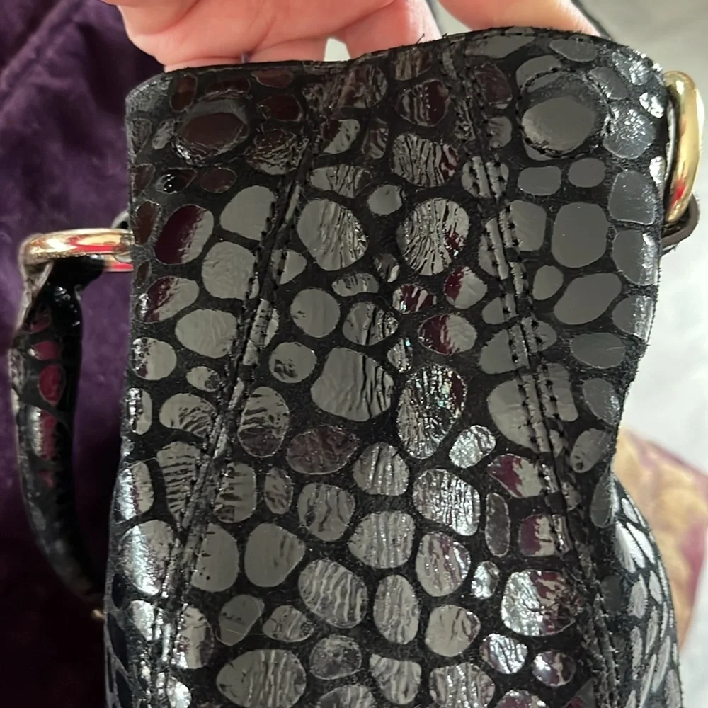 Antonio Melani Hobo/ shoulder bag Suede /patent leather Black stone pattern NWOT