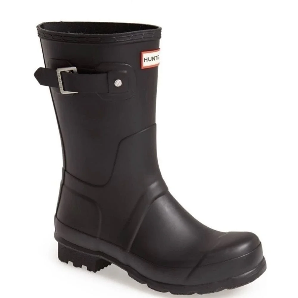 HUNTER Original Short Waterproof Rain Boot, Rubber Black,‎ Size 11, NWT