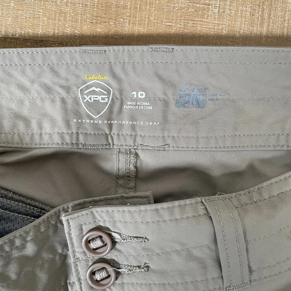 Cabelas XPG Cargo Pants Womens 10 Beige Stretch Nylon Hiking Roll Up‎ read