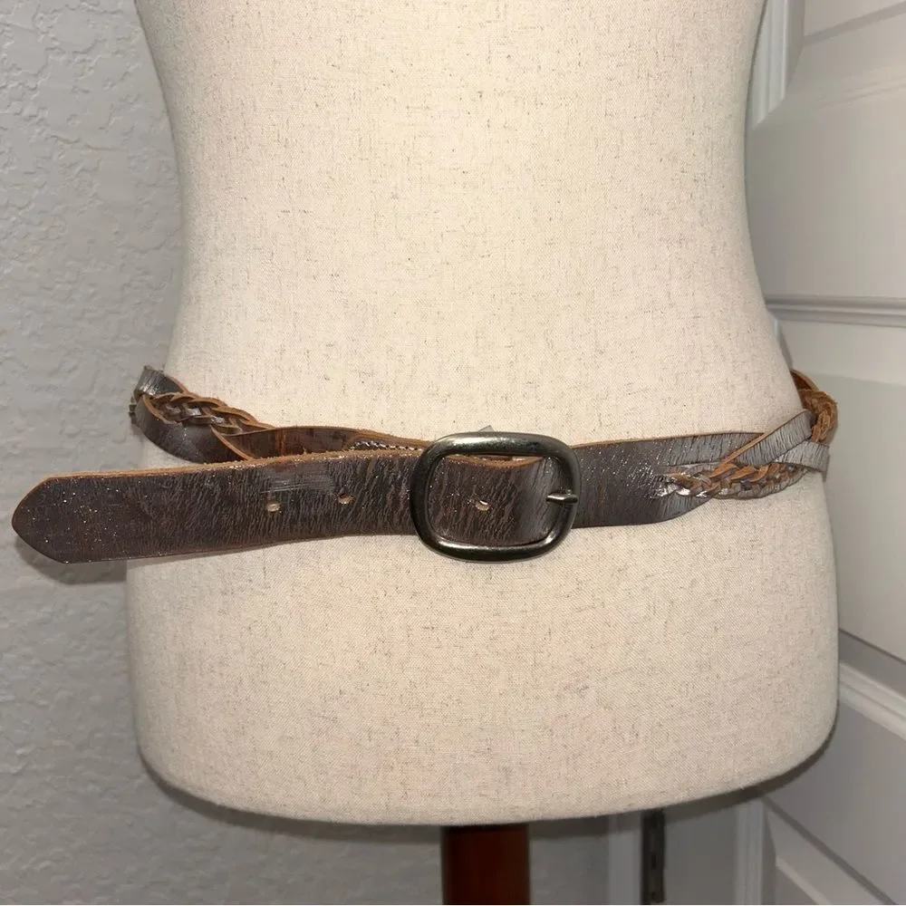 Fossil Distressed Woven Braided Metallic Statement Belt